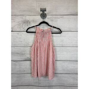 Staccato Women's Pink & White Striped High Neck Sleeveless Top Size Large